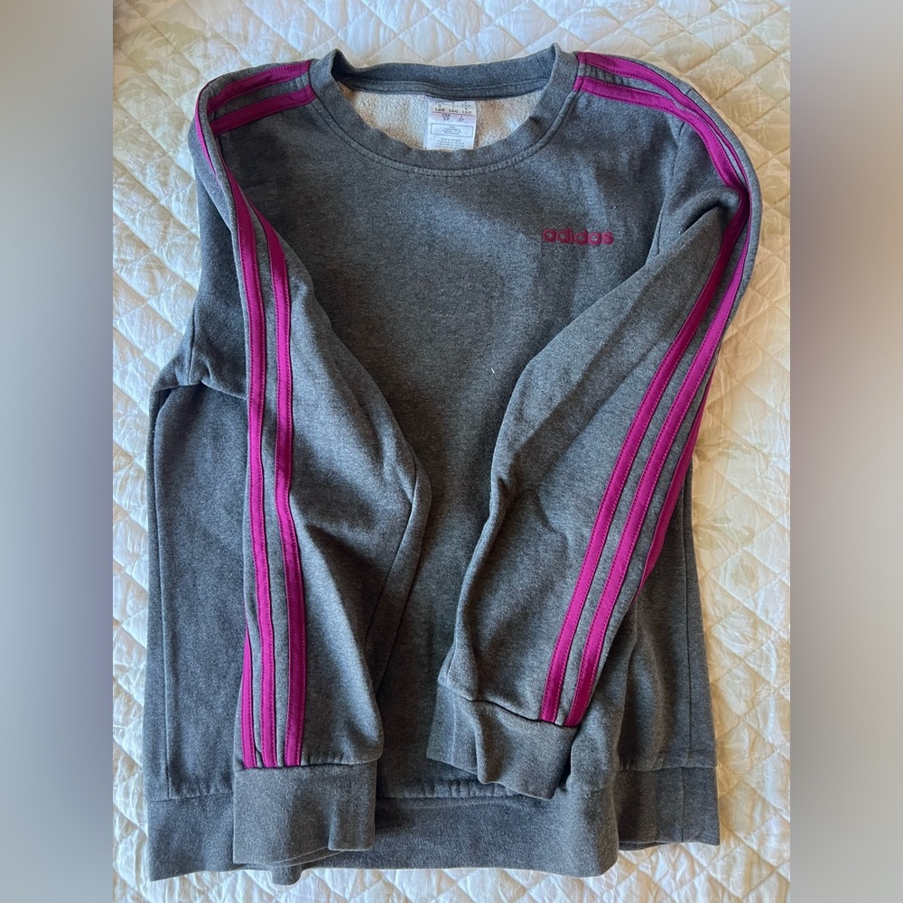 Adidas grey/ purple lines sweatshirt  size S